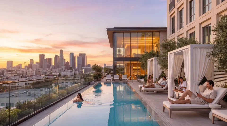 The rooftop at sunset